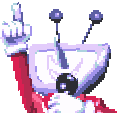 GIF of Tenna, from DELTARUNE Chapter 3, pointing up